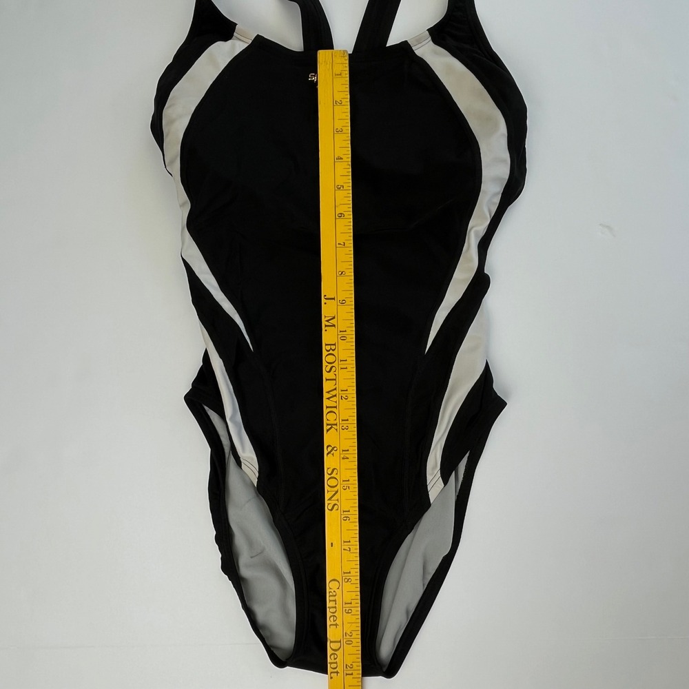 Speedo Womens Black White Hydro Bra One Piece Swimsuit 7723950 Size 8 - Picture 3 of 11